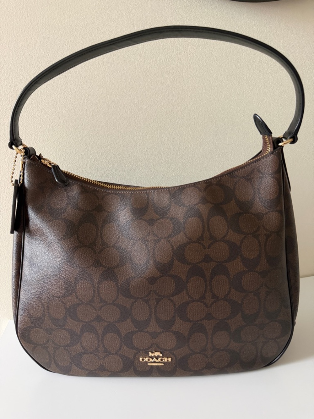 Coach Brown/Black Signature Canvas Hobo Shoulder Bag - Picture 7 of 15